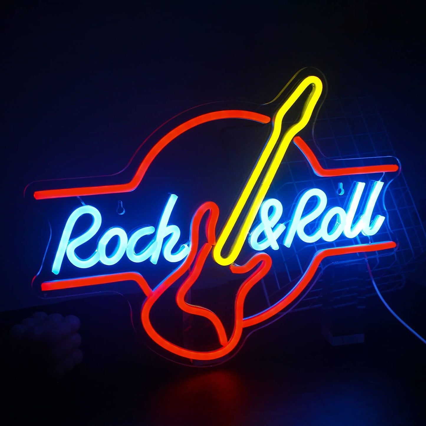 SIGNSHIP Guitar Rock&Roll Neon Sign USB Powered Neon Sign Light Letters for Wall Room Decor LED Lights for Bedroom Concert Hall Bar Club Party Wedding Decoration Birthday Gift