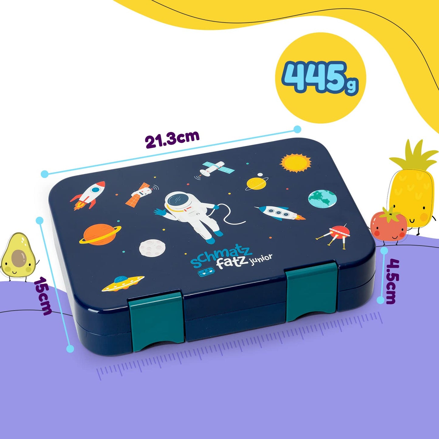Smunchies Junior lunch box for kids with compartments, colorful, divided & leak-proof, BPA-free lunchbox for daycare, bento box, secure snack box