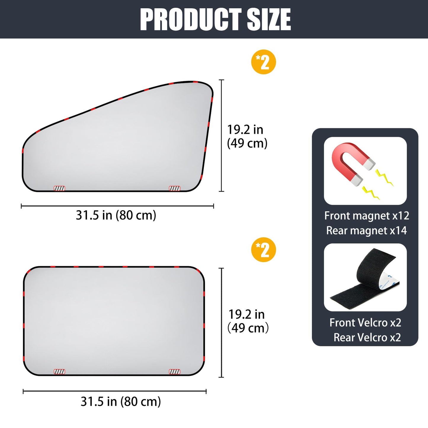 XCBYT Car Sun Shade Side Window Magnetic,4 Pieces Privacy Car Window Sunshade,Car Sun Shade Baby,UV Protection Heat Insulation Car Darkening,More Magnets (TY04S)