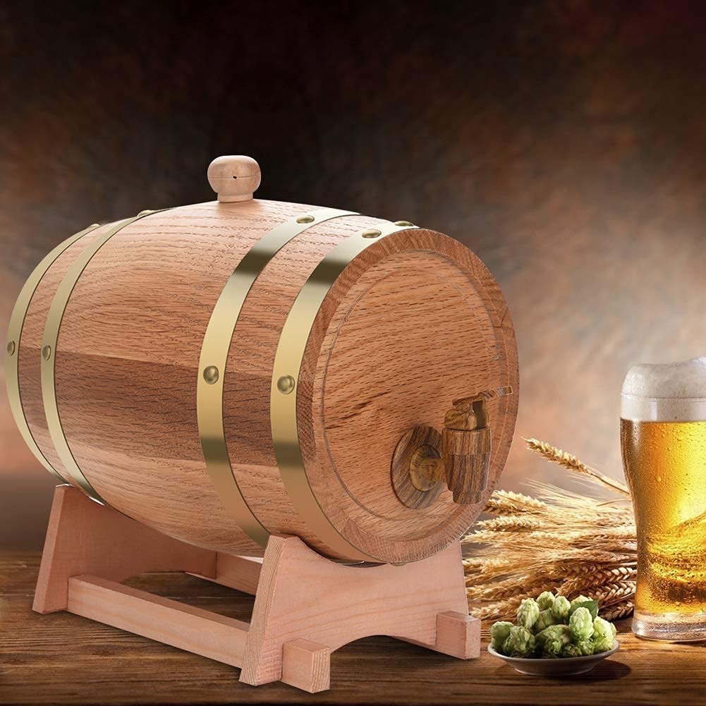 Greensen Oak Barrel 3L Wooden Barrel Wine Barrel Personalized Design Wood Whisky Barrel Liqueur Liquor Barrel for Home, Bar, Party, and Banquet, Birthday Gift