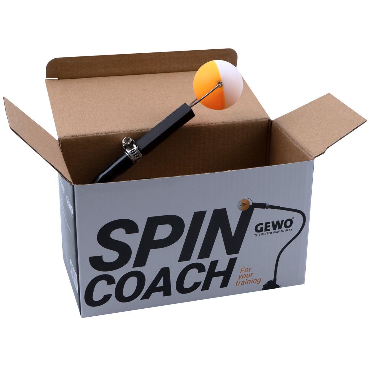 GEWO Spin Coach Table Tennis Spin Trainer - Training aid with suction cup & flexible arm - Ping Pong ball for spin exercises - Perfect for kids & adults - Table tennis trainer for home