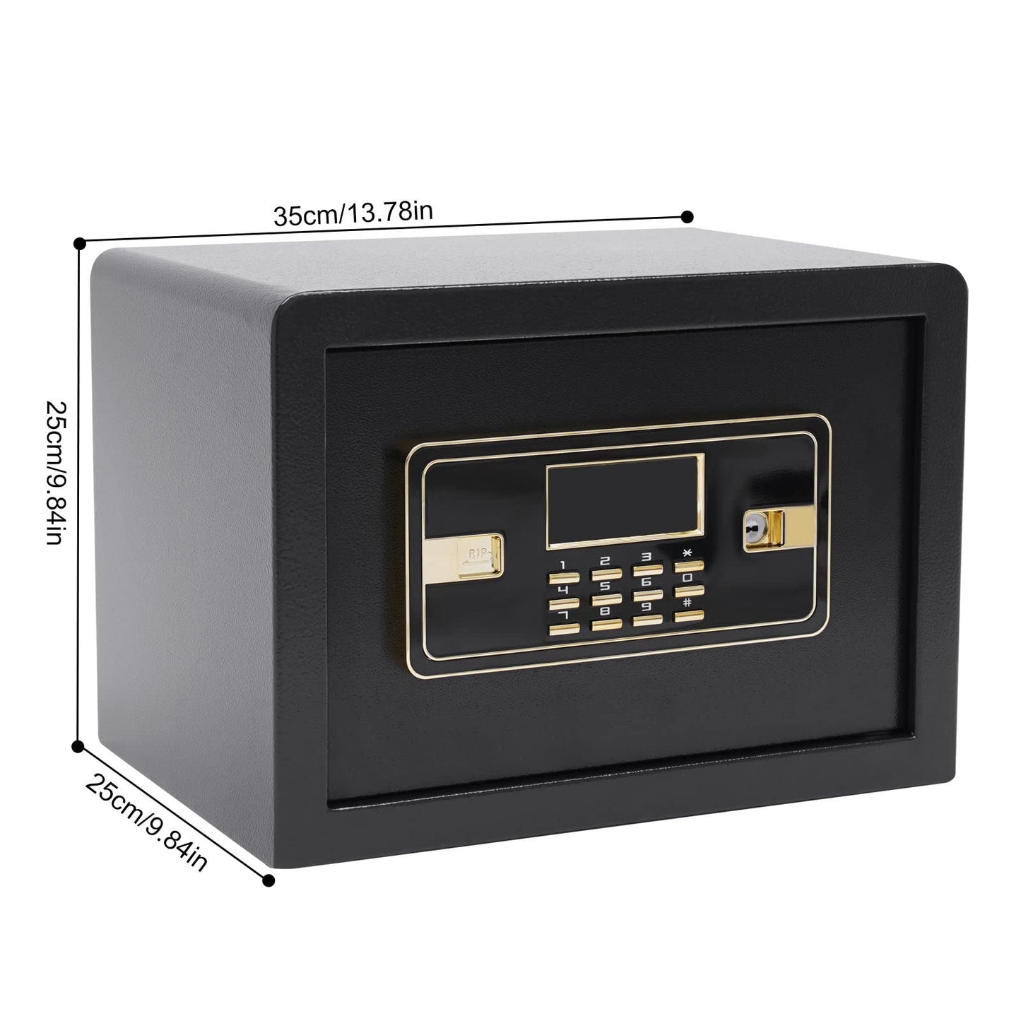 22L safe lockbox with fireproof waterproof money bag, electronic safe with keypad, digital furniture safe with LED light home safe for money jewelry documents