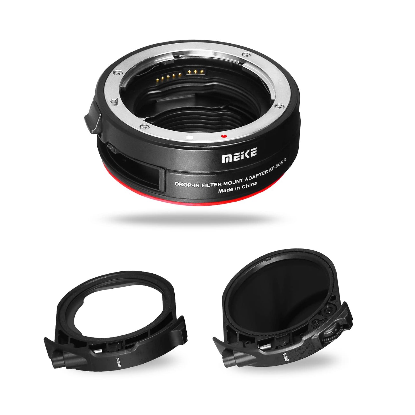 Meike MK-EFTR-C drop-in filter adapter for Canon EF to EOSR with variable ND filter and UV filter for EOS R R5 R6 RP R5C C70 cameras.