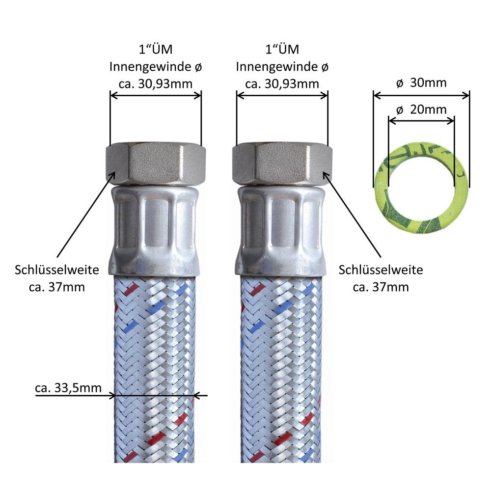 Armor hose DN25 flex hose 1 inch male x 1 inch male heating hose utility water hose for heating installation PN10 pump hose solar hose