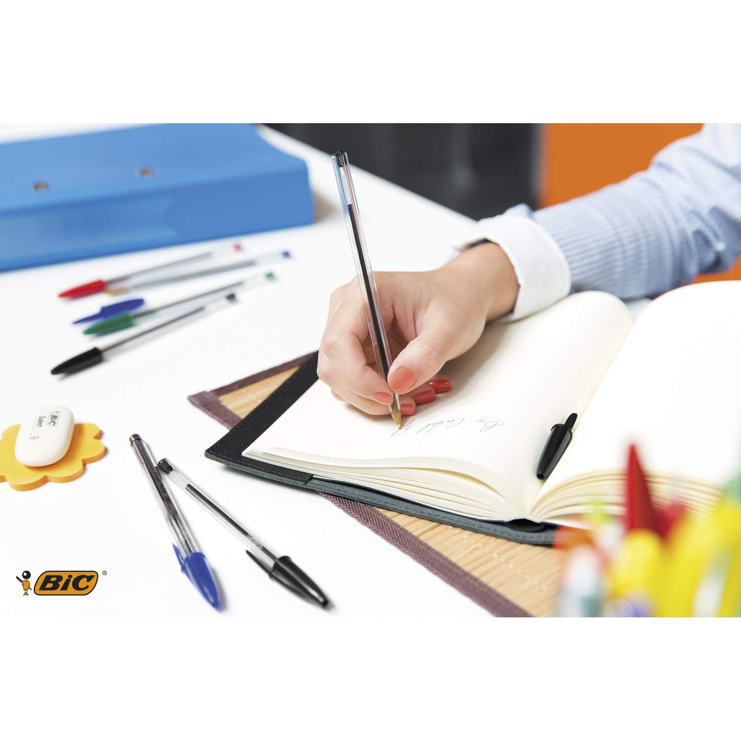 BIC Ballpoint Pen Set Cristal Original, in Blue, Line width 0.4 mm, 100 pack, Perfect for the office, home office, or school.