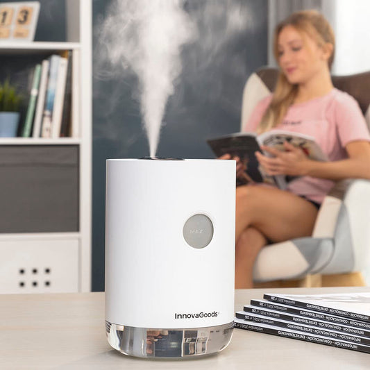 InnovaGoods® Vaupure ultrasonic humidifier quickly and easily humidifies the air, rechargeable and elegantly designed, ideal for home and work.