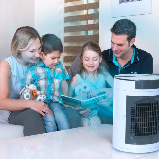 LIVINGTON SmartChill black - Limited Edition - Air cooler with water cooling - Portable air conditioner with 3 levels - powerful mini air cooler with 12h cooling tank volume