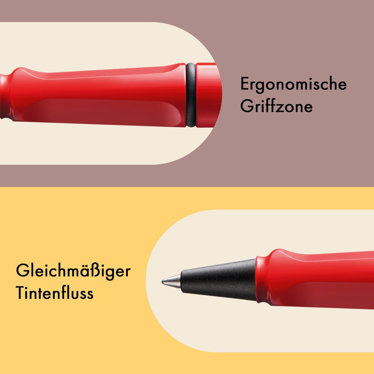 Lamy Safari Red Rollerball - timeless classic pen with ergonomic grip & medium nib - made of durable ASA plastic - comes with black rollerball refill M 63