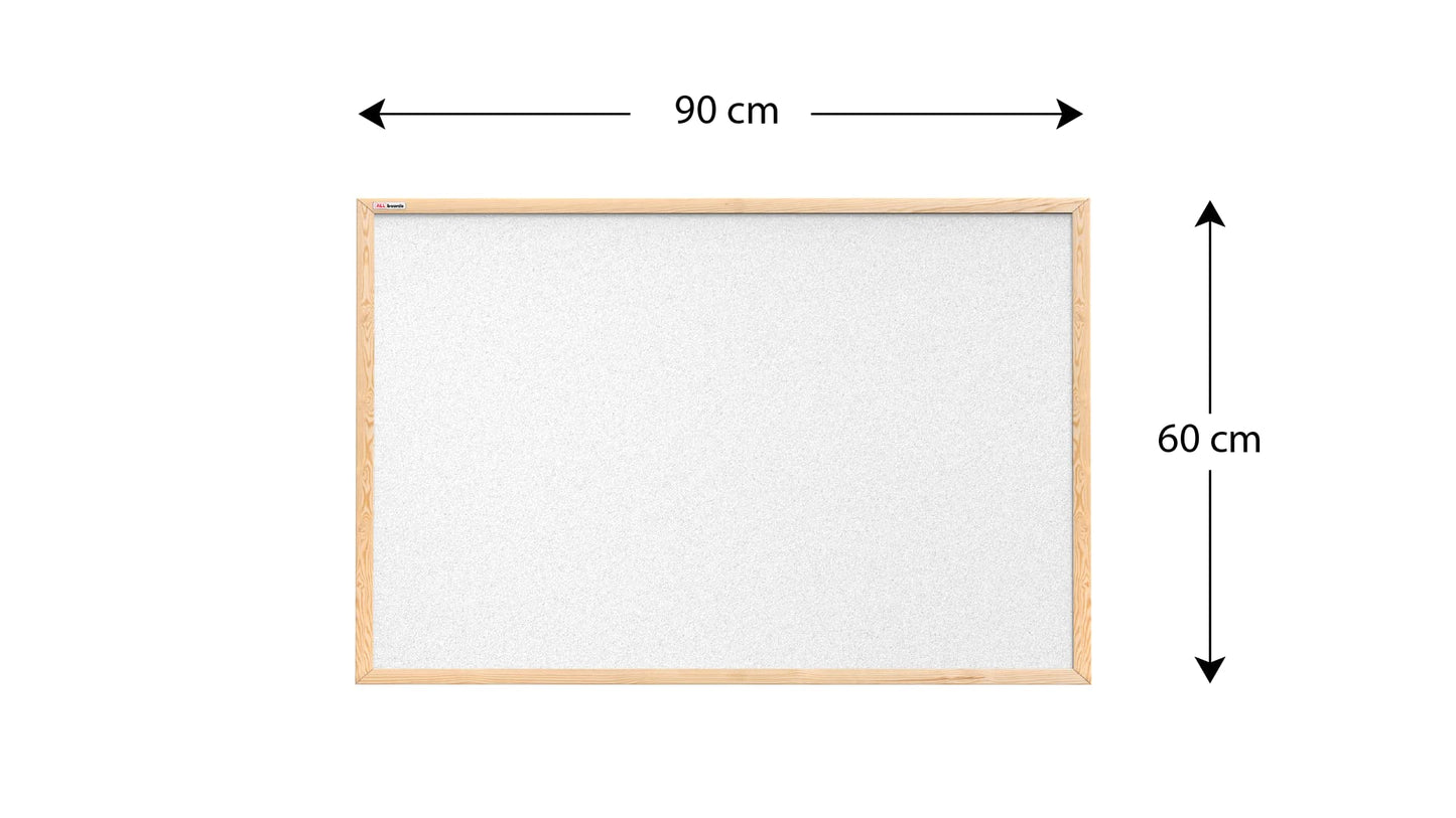 ALLboards White Pinboard with wooden frame 90x60cm Cork board Cork wall Pin board Cork