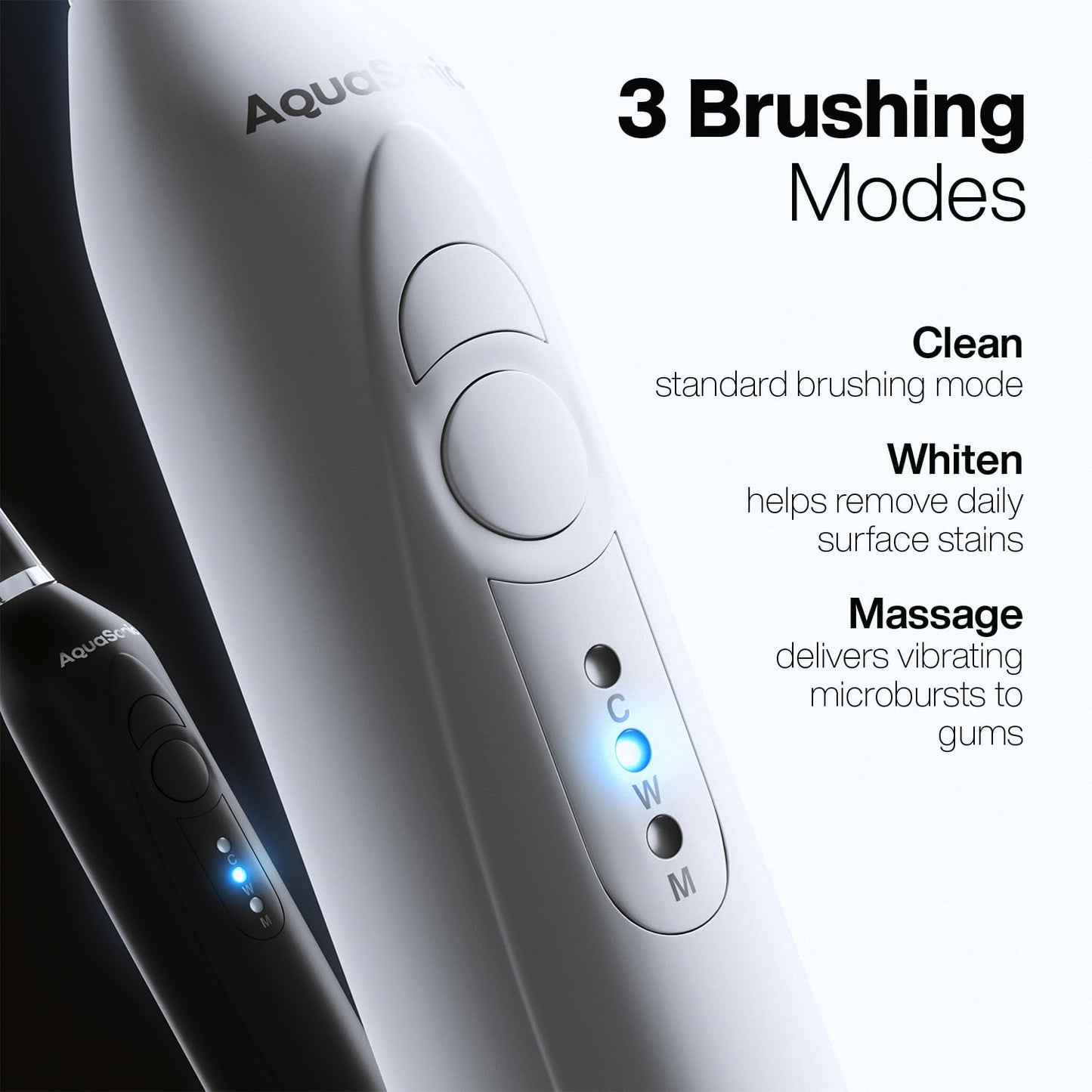 Aquasonic Duo Dual Handle Ultra Whitening Electric Toothbrushes with 40,000 VPM, wireless charging - 10 Dupont brush heads and 2 travel cases included White