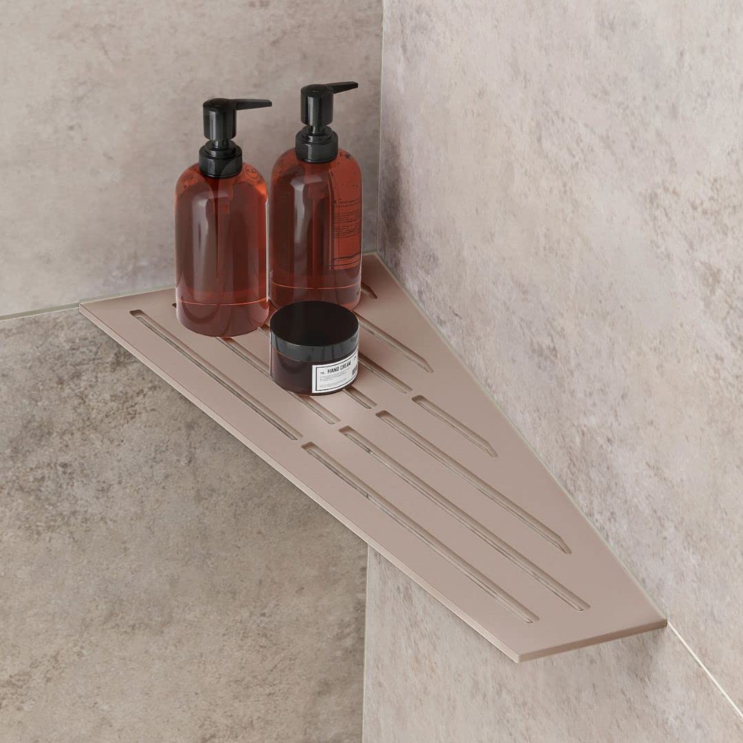 Ablago Board shower shelf/corner shelf for shower - installable retroactively without drilling SHELF 150 x 290 x 60 mm (Beige)