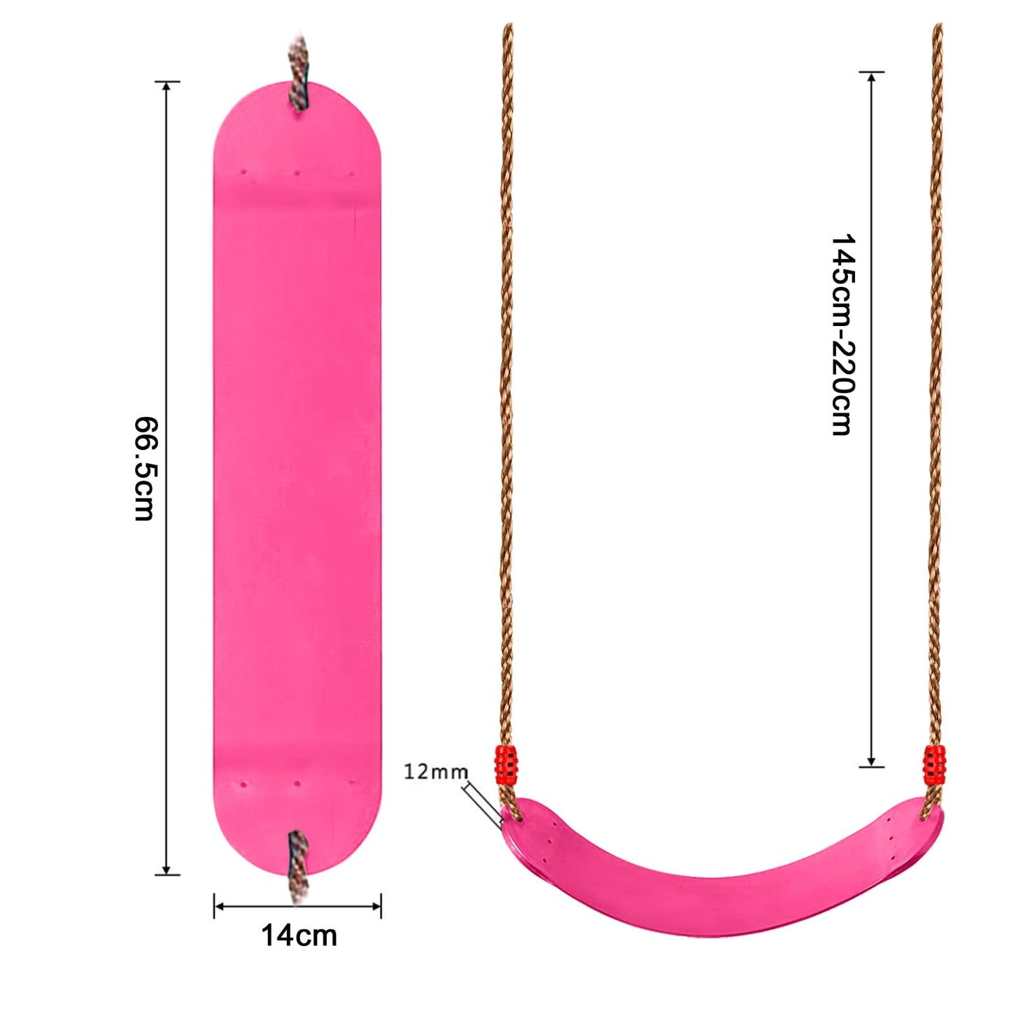 EXTSUD Swing Outdoor, Elastic Kids Swing EVA Soft Board U-Swing Board Swing Seat Swing Board Garden Toy Children, Pink