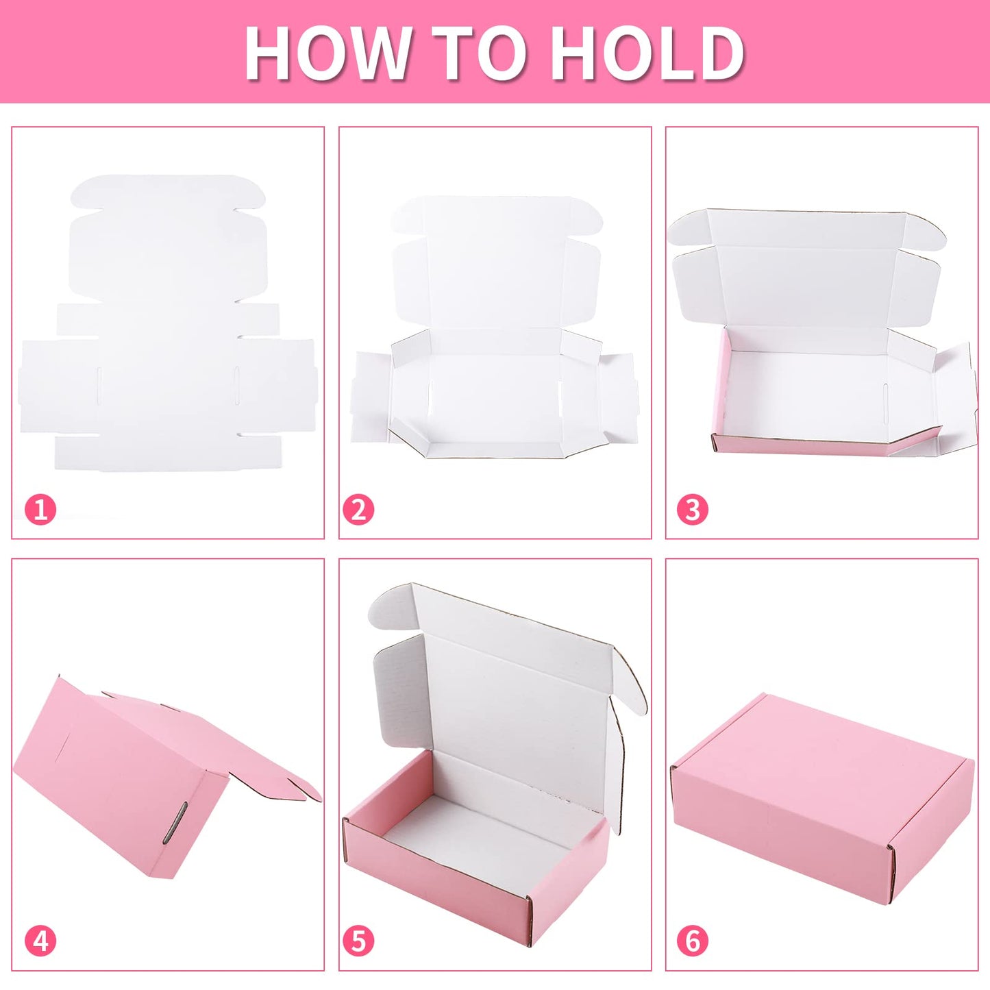 50 pink shipping boxes made of corrugated cardboard 6x4x1.6 inches - packaging boxes for small business - cute boxes and shipping bags for products