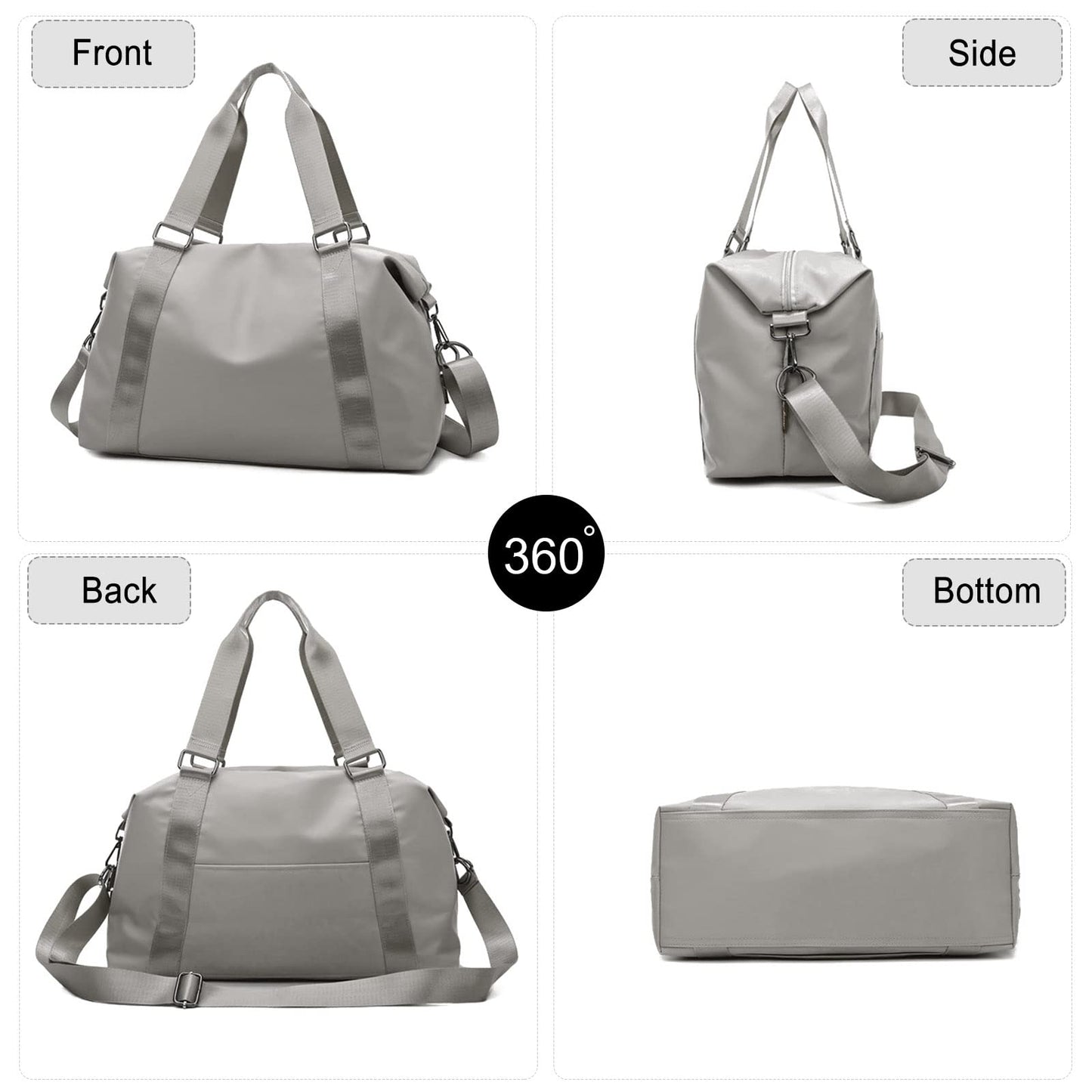 FANDARE Ultralight Travel Bags Carry-on Sports Bag for Men and Women Shoulder Bag Overnight Weekend Clinic Handbag Swim Bag Training Bag Black
