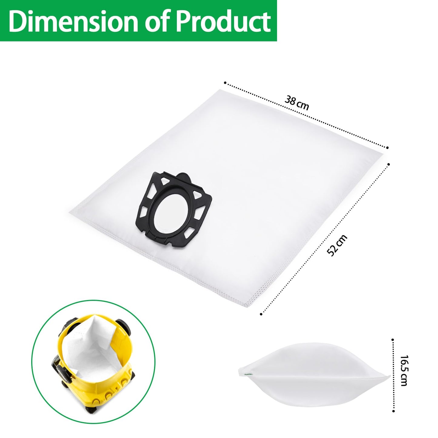 10 dust bags for Kärcher WD2 WD3 WD3.200- WD3.800 M/ KWD1 KWD2 KWD3/ SE4001/SE4002, KFI 357 bags for Kärcher WD3 (Replaces 2.863-314.0)