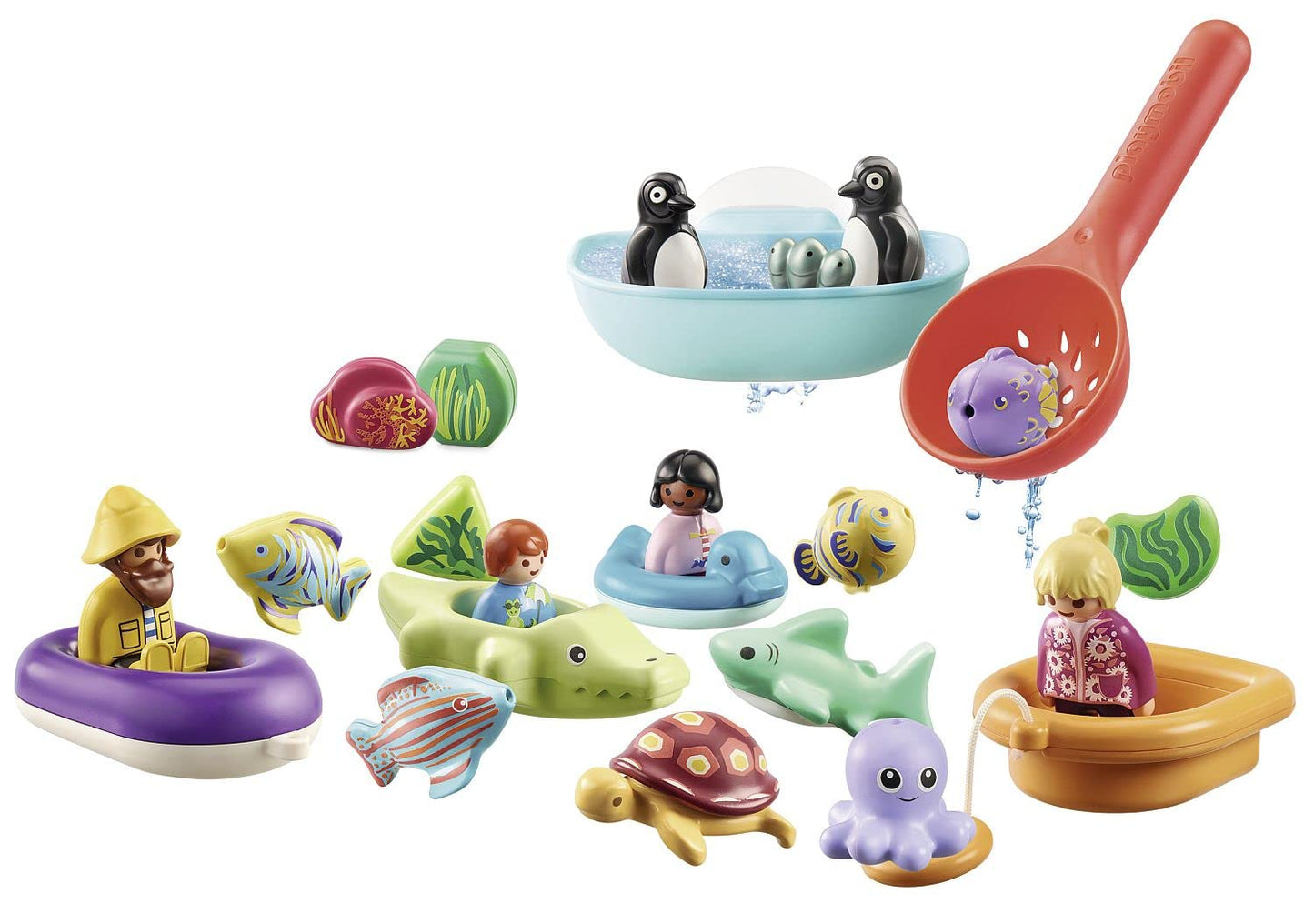 PLAYMOBIL 1.2.3 Aqua 71086 Advent calendar for children: fun in the bath, with floating animals, bathtub toys, suitable for kids aged 1.5 years and up.