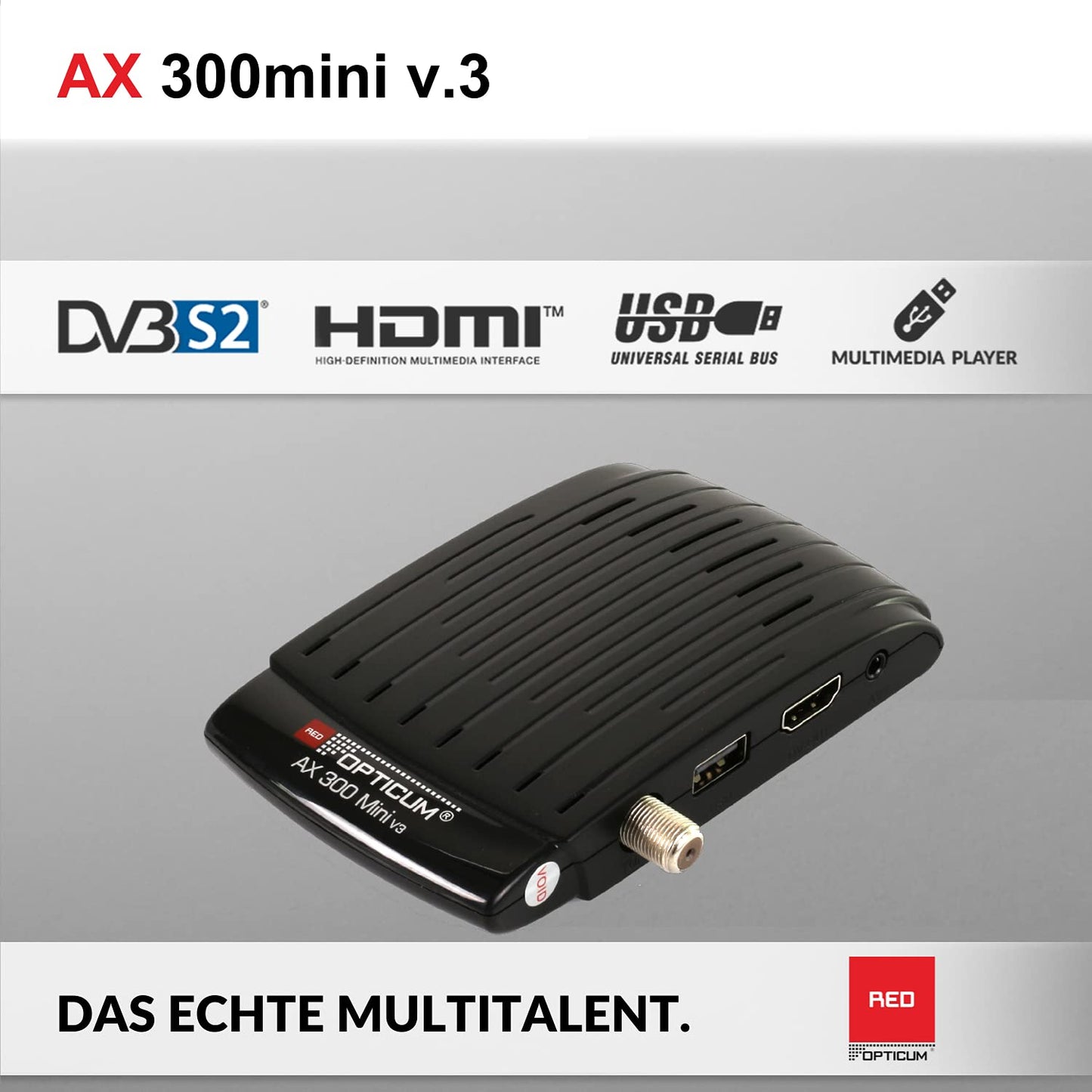 RED OPTICUM Camping Satellite Systems Complete Set HD I Mobile Satellite System with Opticum AX 300 Mini V3 Satellite Receiver - Single LNB - Camping Case Set - HDMI Cable and more. I complete Camping Satellite System
