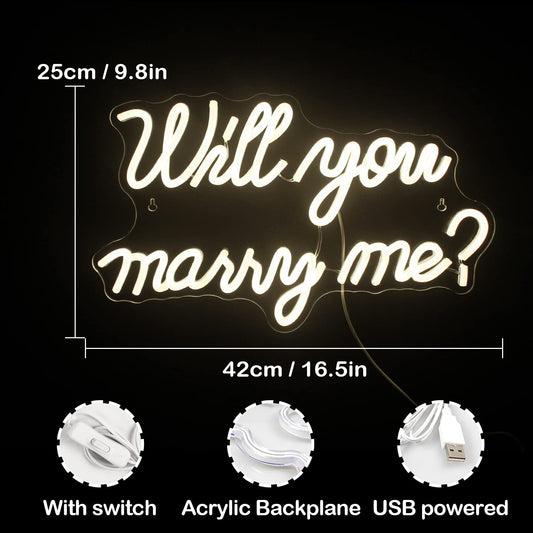 Wanxing will you marry me neon sign marry me sign white led wedding sign neons wedding sign neon letters for proposal decorations wedding party