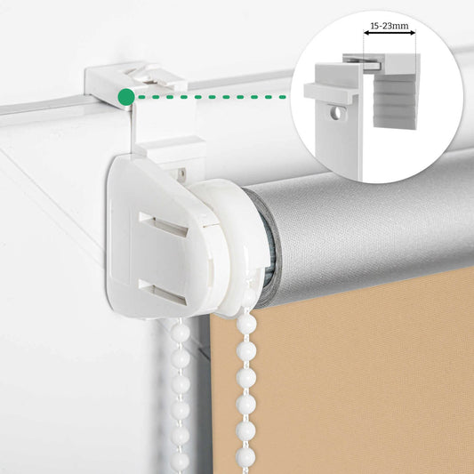 Estika blackout roller blind thermal roller blind without drilling - 145 cm x 120 cm - Beige - 13 fabric colors, roller blinds for windows without drilling, clamp fix roller blinds for windows inside (145 cm fabric width)