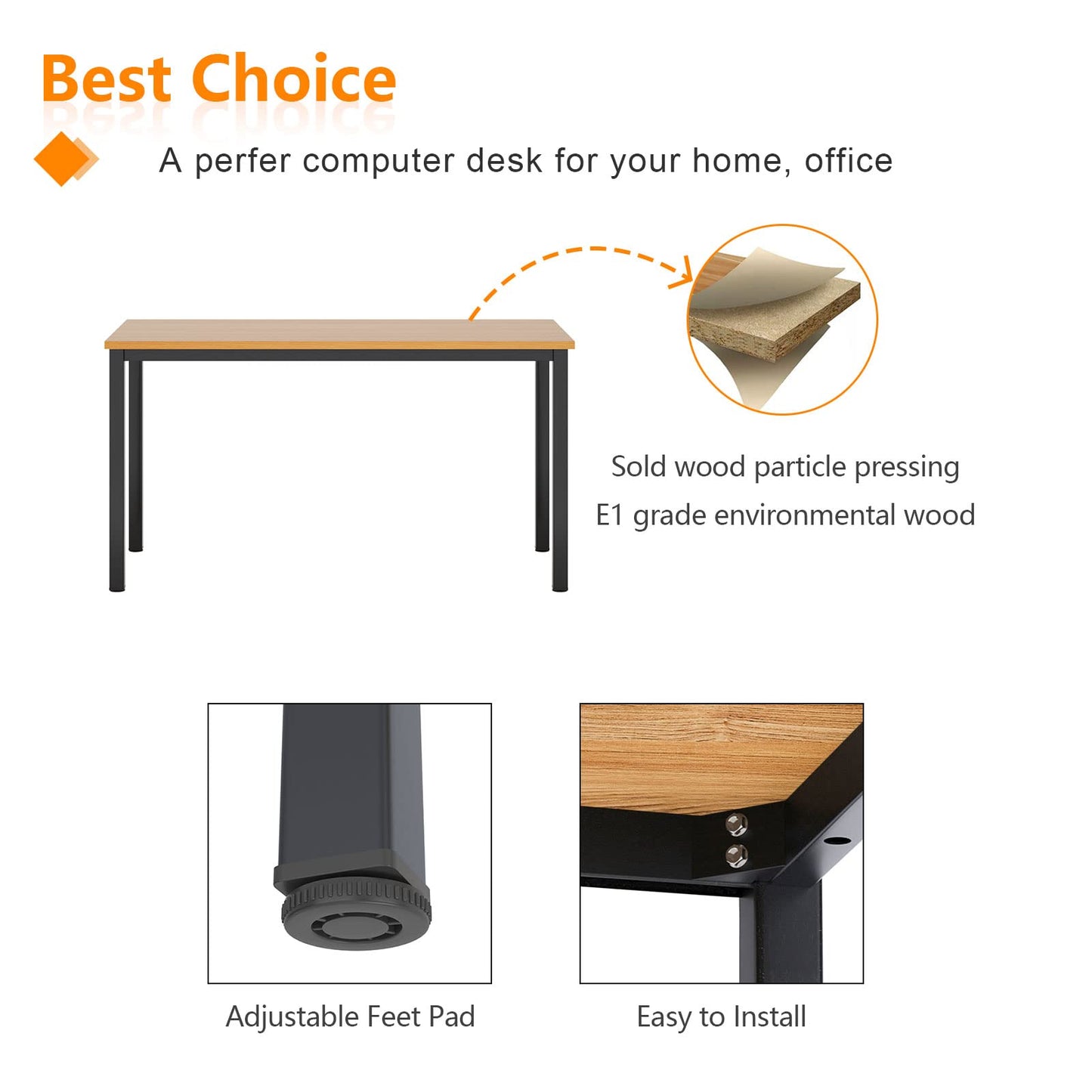 Need computer desk 100x60 cm, PC desk, office desk, work desk, dining table for home office, teak & black AC3BB-100.