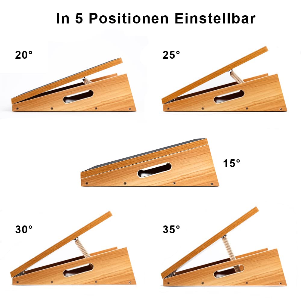 Strongtek Professional Slant Board made of wood, adjustable and portable calf stretcher, training tool with handle & non-slip coating