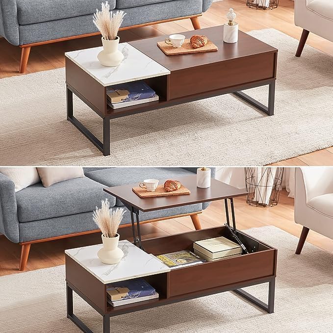 Aiorber height-adjustable coffee table is multifunctional with storage and height adjustment. Smart extendable sofa table, waterproof - 110 x 41 x 50 cm.