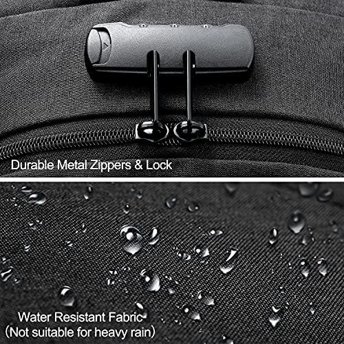 Tzowla Laptop Backpack for Men and Women, Travel Backpack Waterproof Anti-Theft with USB Charging Port and Lock for 15.6 Inch Notebook, Slim Business Work Casual Daypack-Black