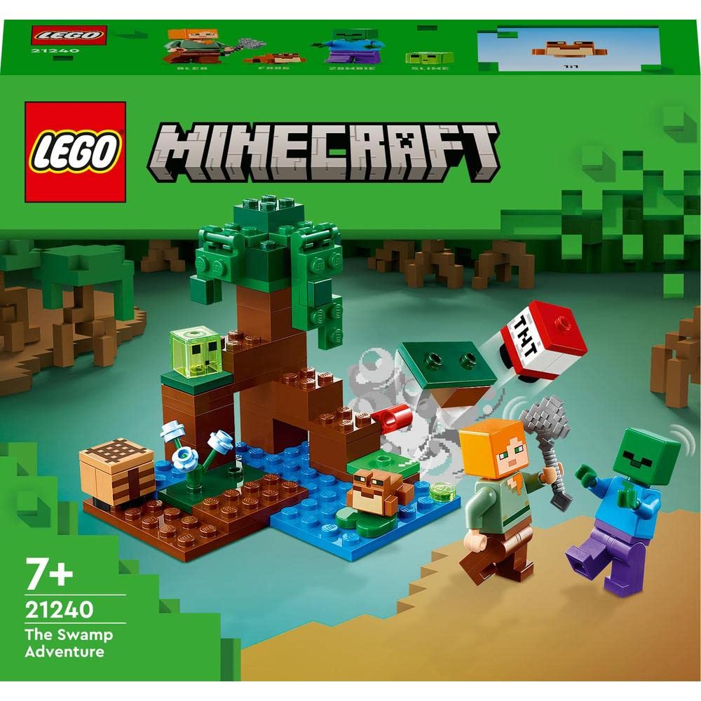 LEGO 21178 Minecraft The Fox Lodge, toy for boys and girls aged 8+ & 21240 Minecraft The Swamp Adventure Set, toy with Alex and Zombie figures in the biome, for ages 8+.