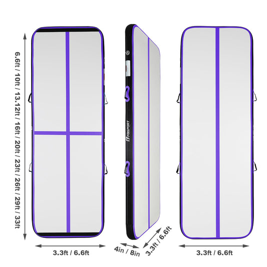 FBSPORT Training mat, 10 cm height, inflatable Air Tumbling Track 4m, gymnastics mat, inflatable, tumbling, gymnastics mat, for tumblers, tumbling, yoga, with pump.