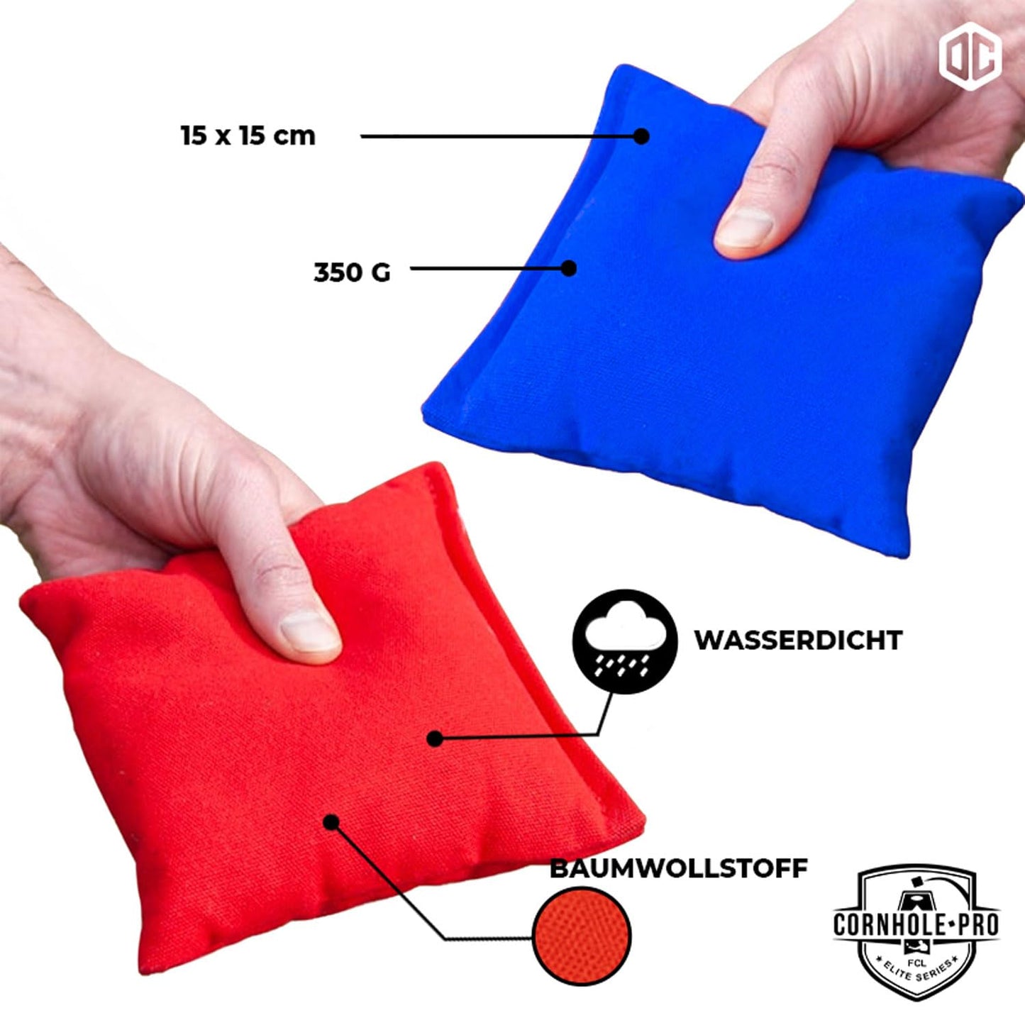 Official Cornhole Bags | 4 Blue and 4 Red Bags | Official Sizes | Premium Quality | 100% Cotton | Waterproof | American Game | Outdoor Fun | Friends & Family | OriginalCup®