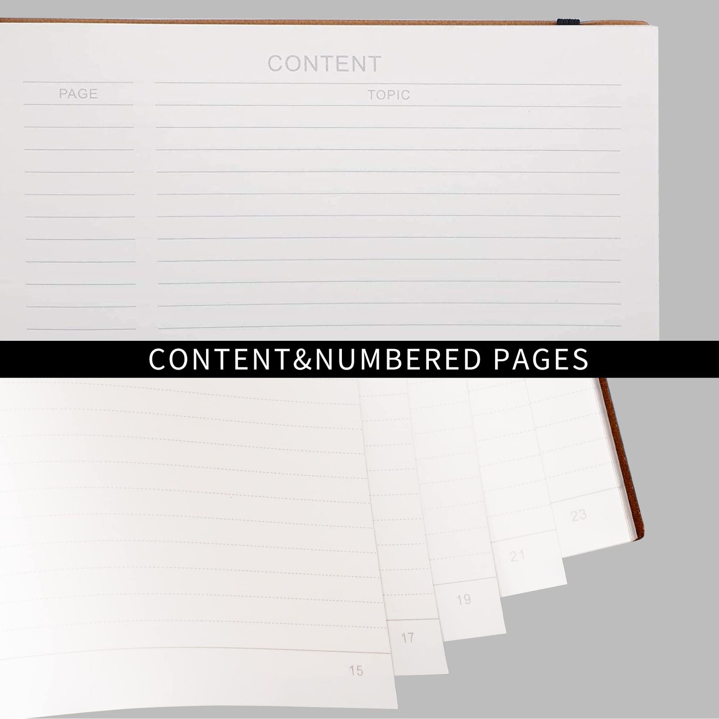 RETTCY Notebook B5 lined - Thick journal with 320 numbered pages, 1 back pocket, and high-quality softcover for women and men in the office or school, 19 x 25 cm - Orange