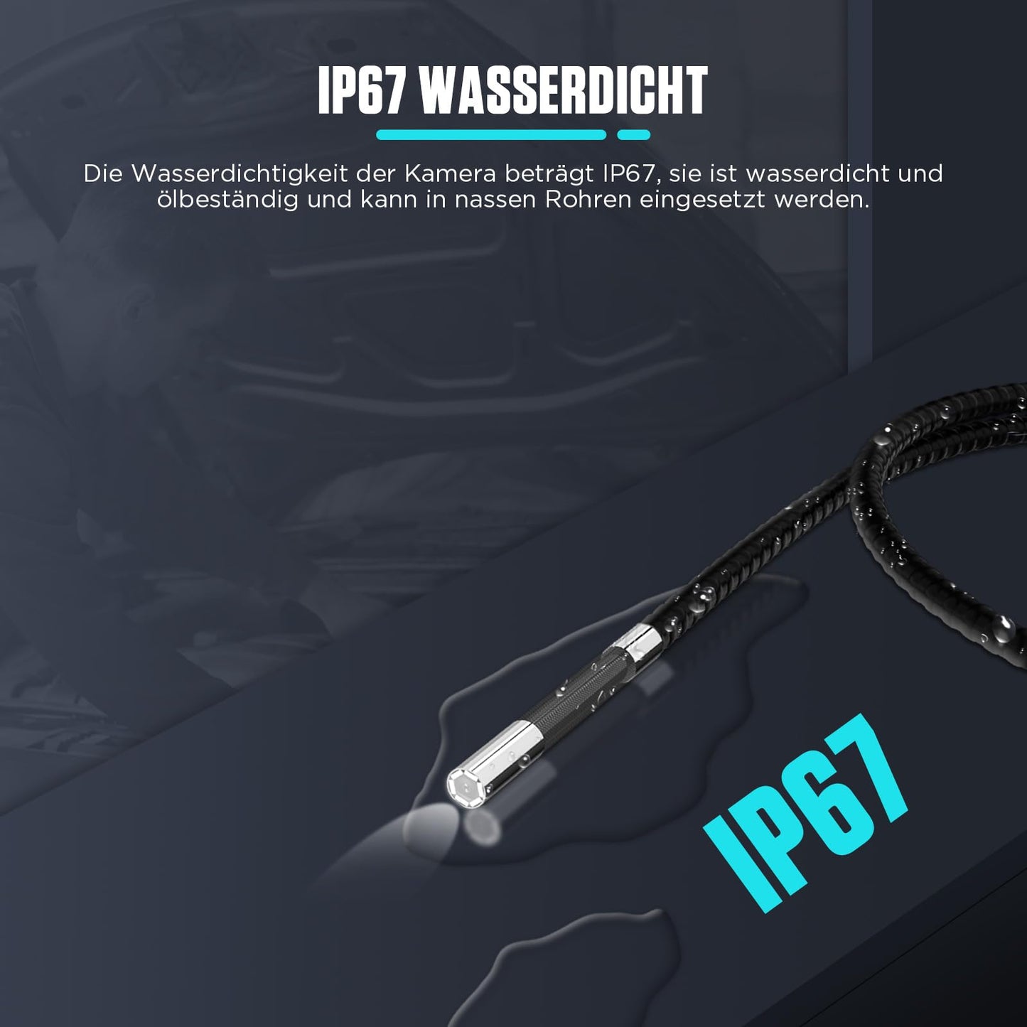 KAISAL 210° bidirectional rotatable endoscope camera 6.35mm ultra-thin endoscope camera with adjustable light 5 inch 1080 HD screen inspection camera endoscope camera IP67 waterproof pipe camera