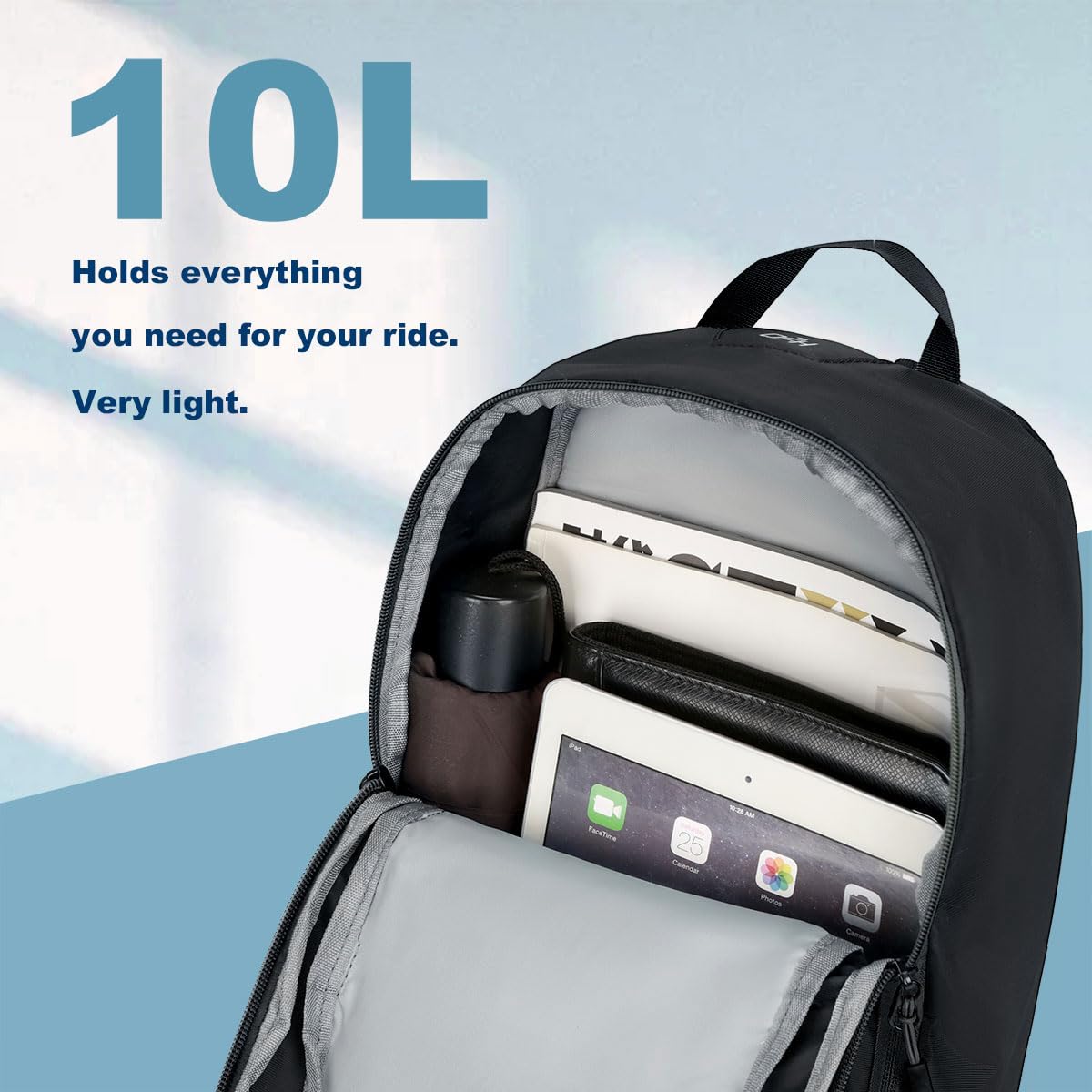 LOCAL LION 10L cycling backpack with rain cover and helmet protection, small backpack for men, ski backpack, MTB backpack, running backpack for women and men, camping, hiking, bike tour, city tour, motorcycle riding.