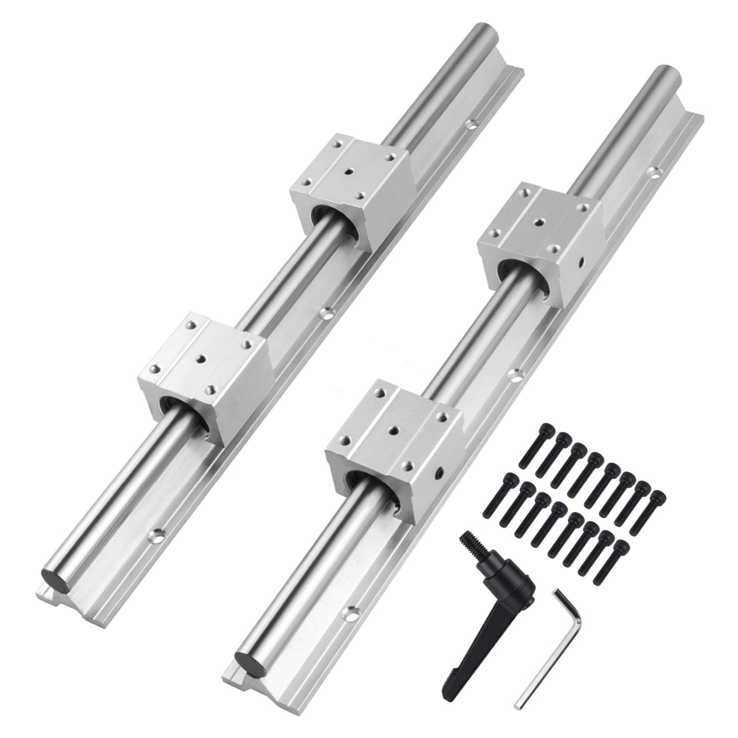 CNCYEAH Linear bearings and SBR12 support rail 2 pieces SBR12-700mm 12 MM Linear bearings slide guide shaft + 4 pieces SBR 12UU blocks, for 3D printers and CNC machines.