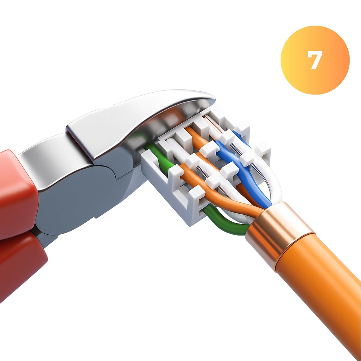 8x RJ45 plugs CAT 7 - tool-free network plugs for Ethernet, installation cables & network cables | Gigabit capable, shielded, 10 Gbit/s, gold-plated contacts.