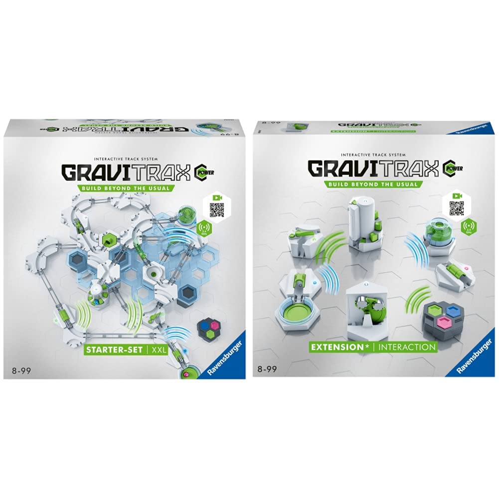 Ravensburger GraviTrax POWER Starter Set XXL for kids aged 8+ & Ravensburger GraviTrax POWER Expansion Interaction. Electronic accessories for spectacular marble runs, for kids aged 8+.