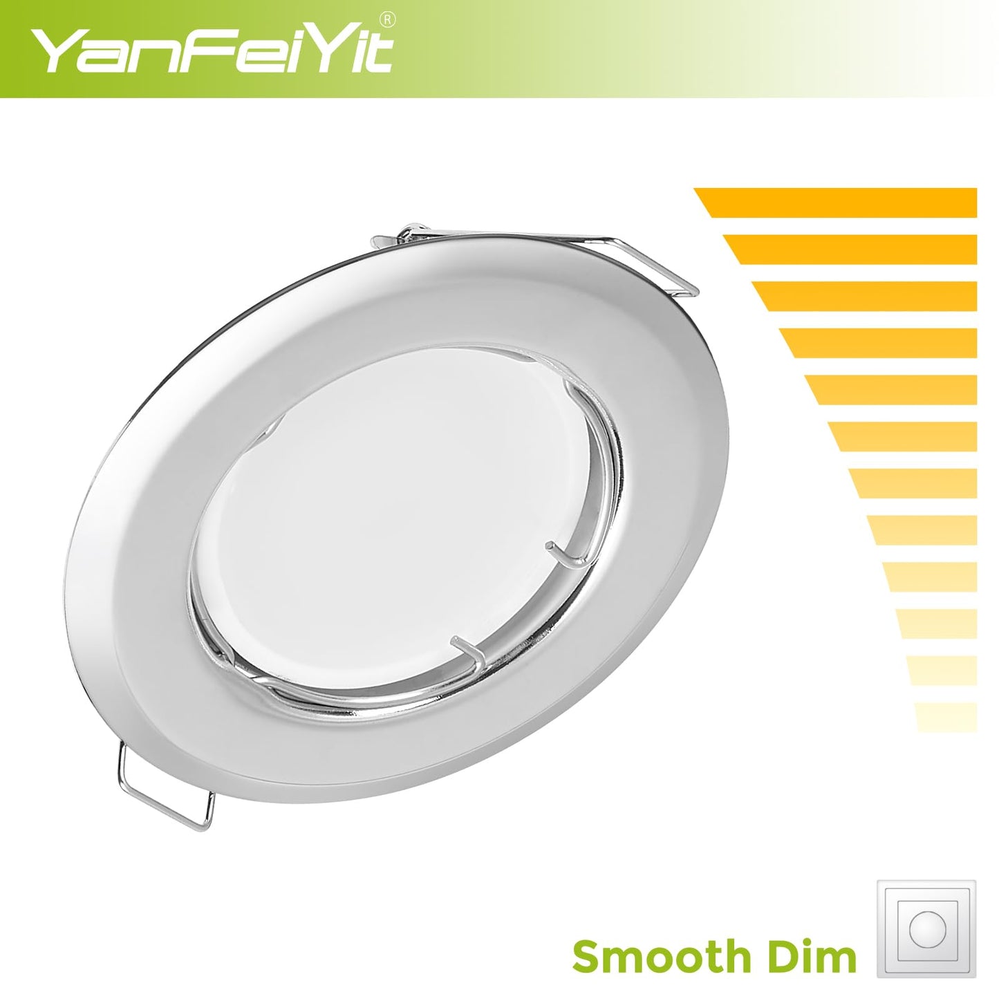 YanFeiYit 5x LED recessed spotlights - Chrome 3 Watt 230V dimmable Ø 52-71 mm cutout - Ceiling spotlight Ceiling recessed spotlight Ceiling spot Ceiling recessed light (Warm white 3000K)