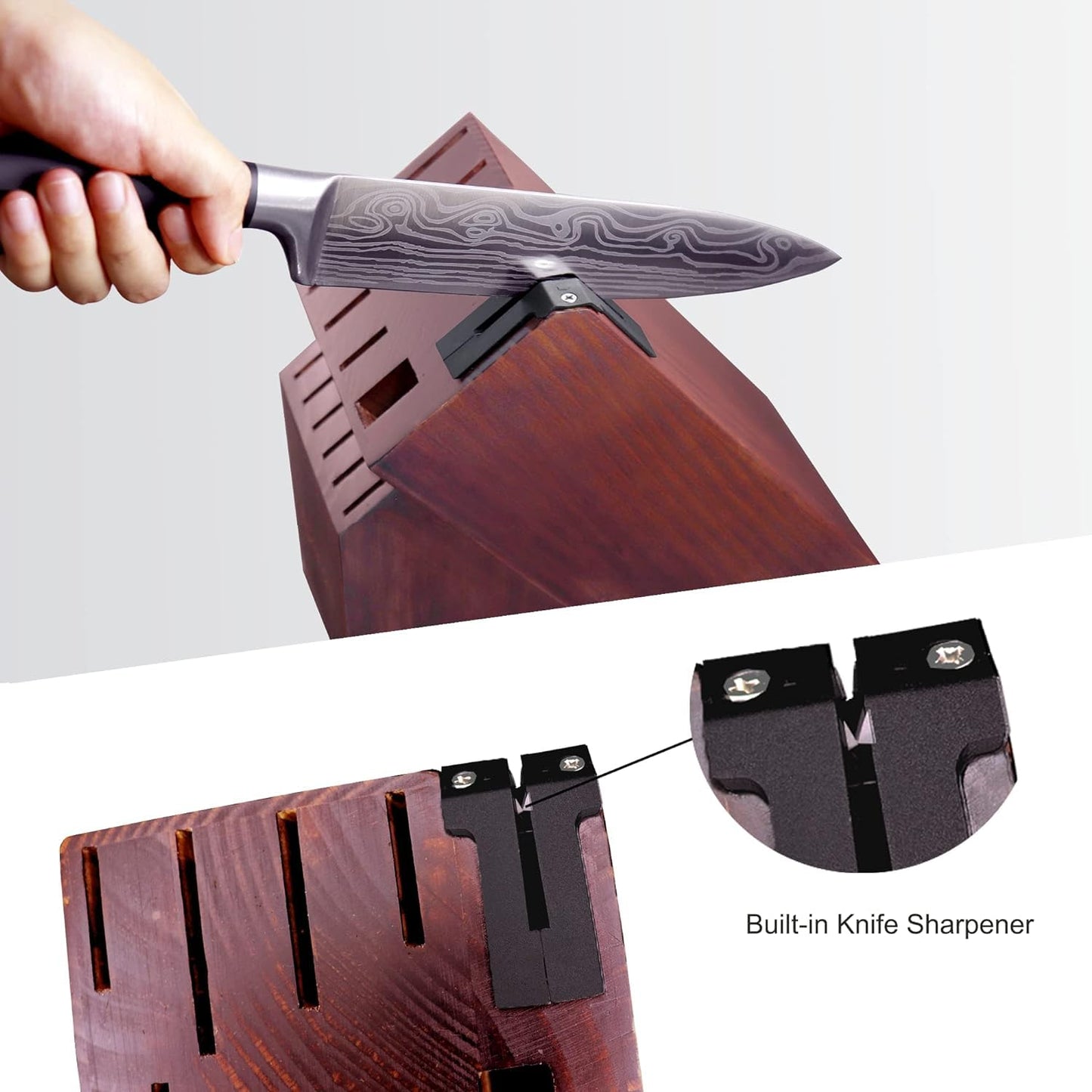 HOABLORN Professional Knife Block Set Professional Kitchen Knives with Wooden Block Knife Set with Wooden Knife Holder Great for home cooks Wedding Housewarming Gift