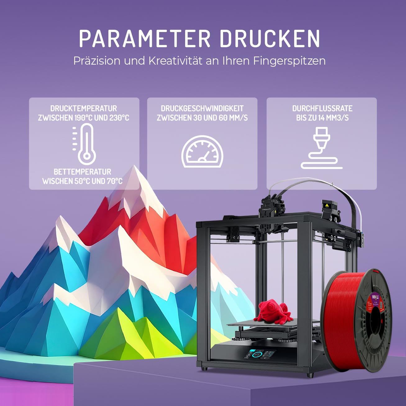 WINKLE PLA HD Filament 1.75mm Jet Black, 1kg Spool, 3D Printer Filament Compatible with FDM Printers, 3D Printing Materials, Dimensional Accuracy +/- 0.05mm, Biodegradable Easy to Print