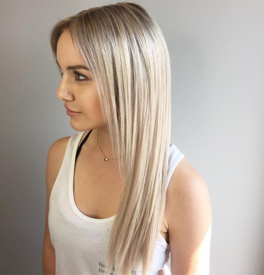 PORSMEER Ombre Blonde Wig Long Straight Lace Front Wigs for Women/Girls Natural Synthetic Brown Blonde Mix Wig for everyday wear or costume.