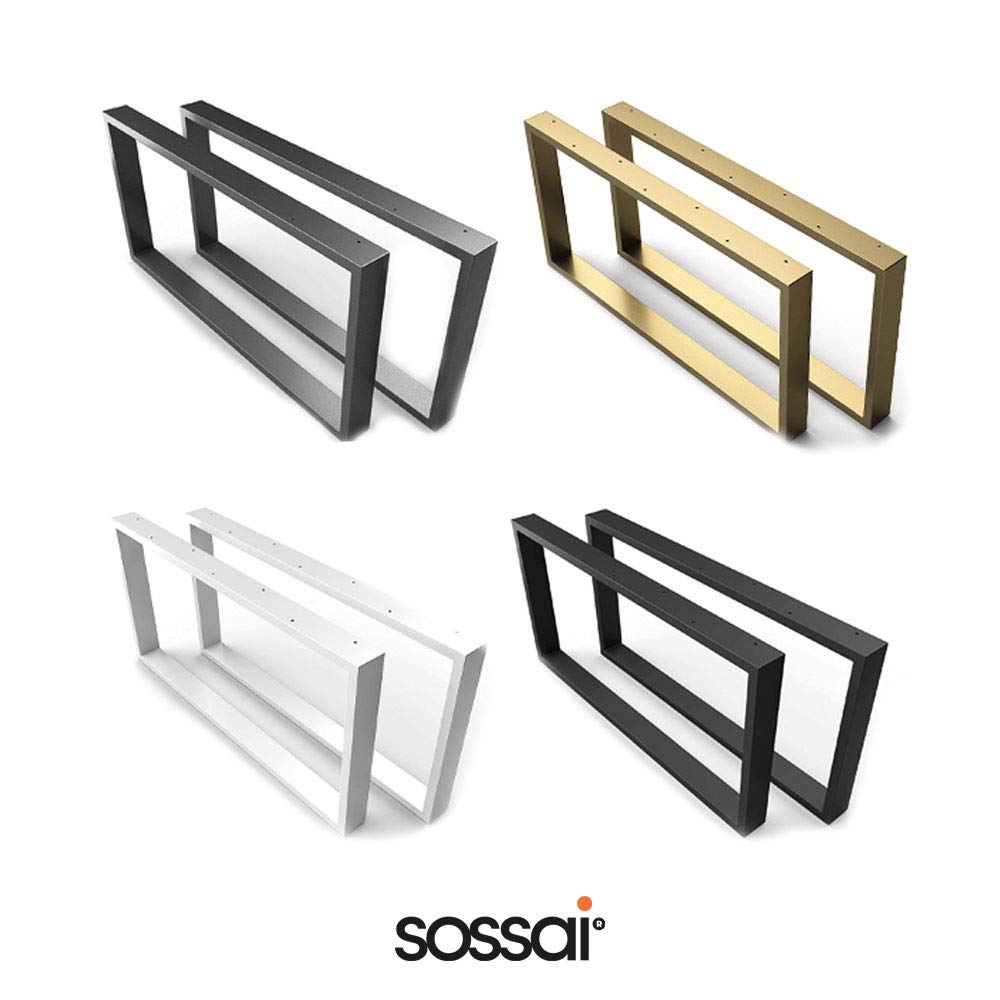 sossai® coffee table legs made of steel (powder-coated) | CKK1 | Color: Anthracite | Width 50 cm x Height 40 cm | 2 pieces (pair) | Design table legs