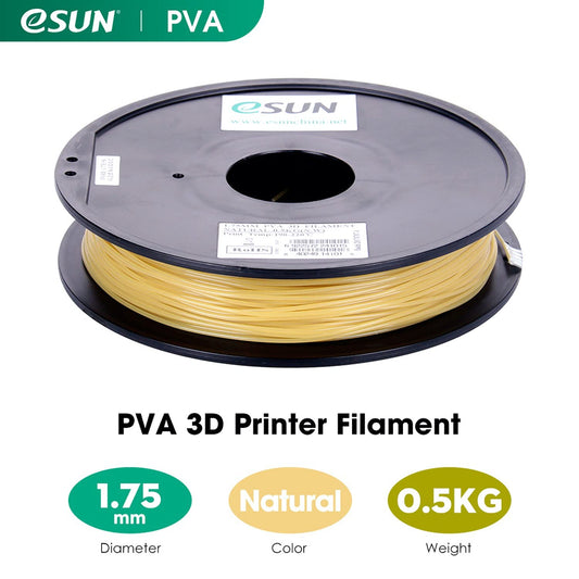 eSUN water-soluble PVA filament 1.75mm, 3D printer PVA filament, dimensional accuracy +/- 0.05mm, 0.5kg spool (1.1 LBS) support material for 3D printers, natural color