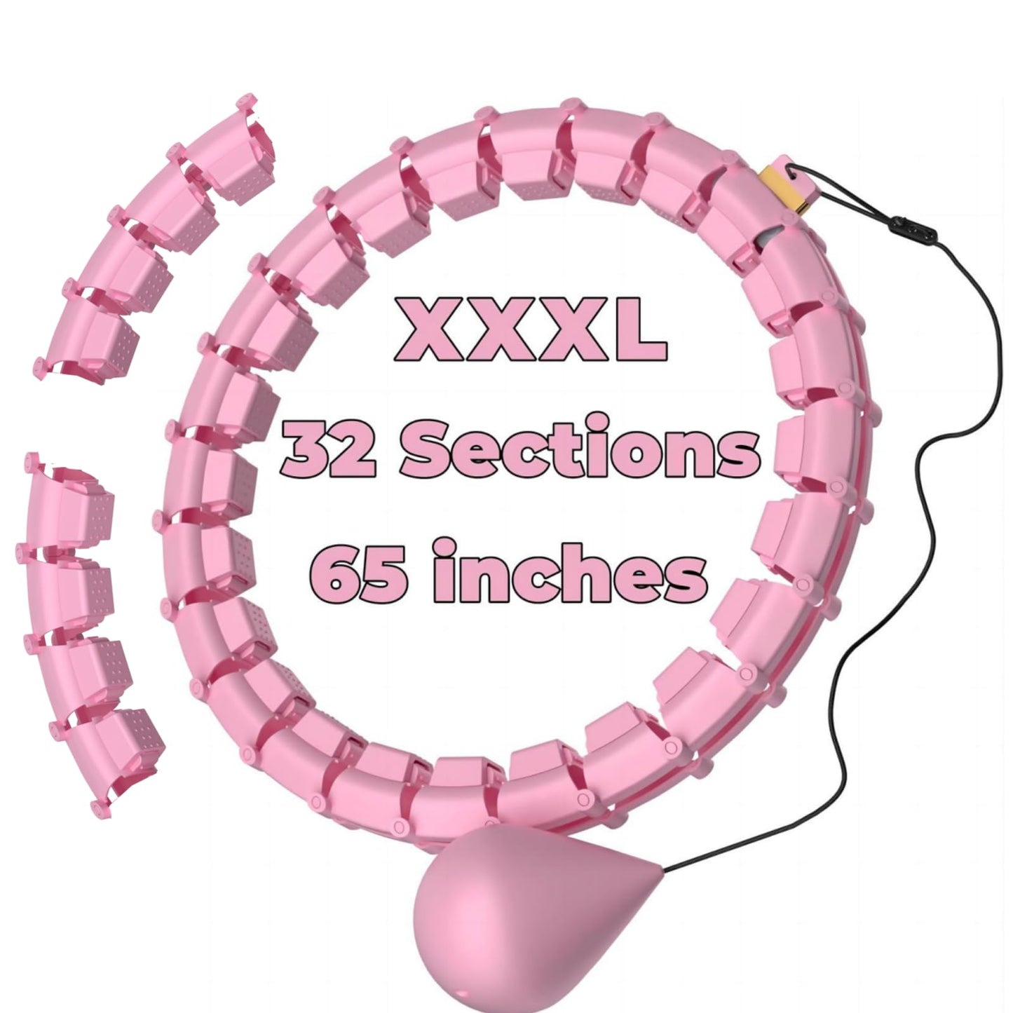 Smart hoop for adults with weighted ball, ultra quiet hula hoop for weight loss with 32 detachable segments, hula hoop for weight loss max waist circumference 165cm (pink)