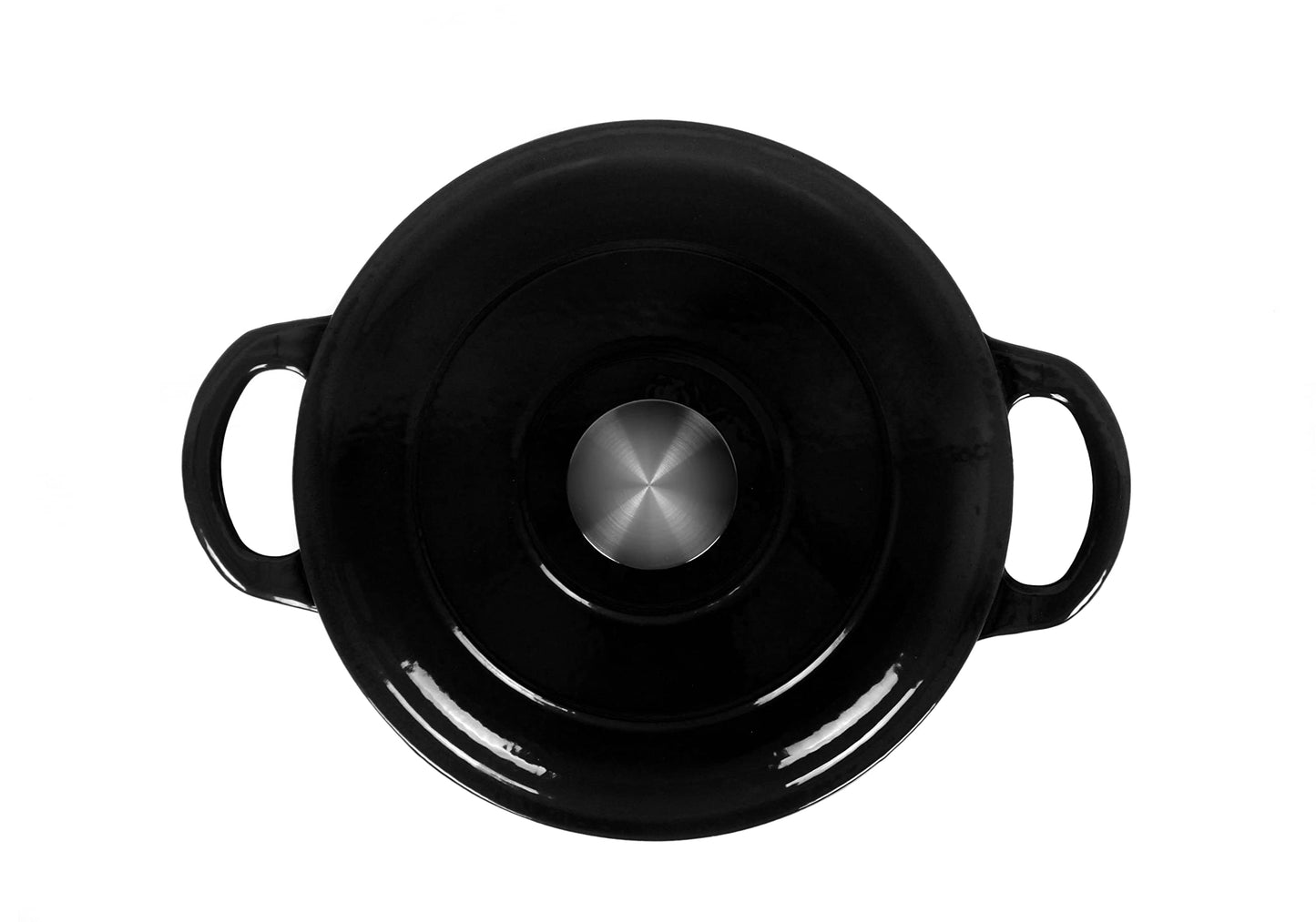 Real Work Dutch oven made of cast iron with enamel coating, cast iron pot, roaster with lid, round bread baking pot, suitable for ovens, grills, BBQs and induction, black, 3.5 L, Ø 22.5 cm, Large