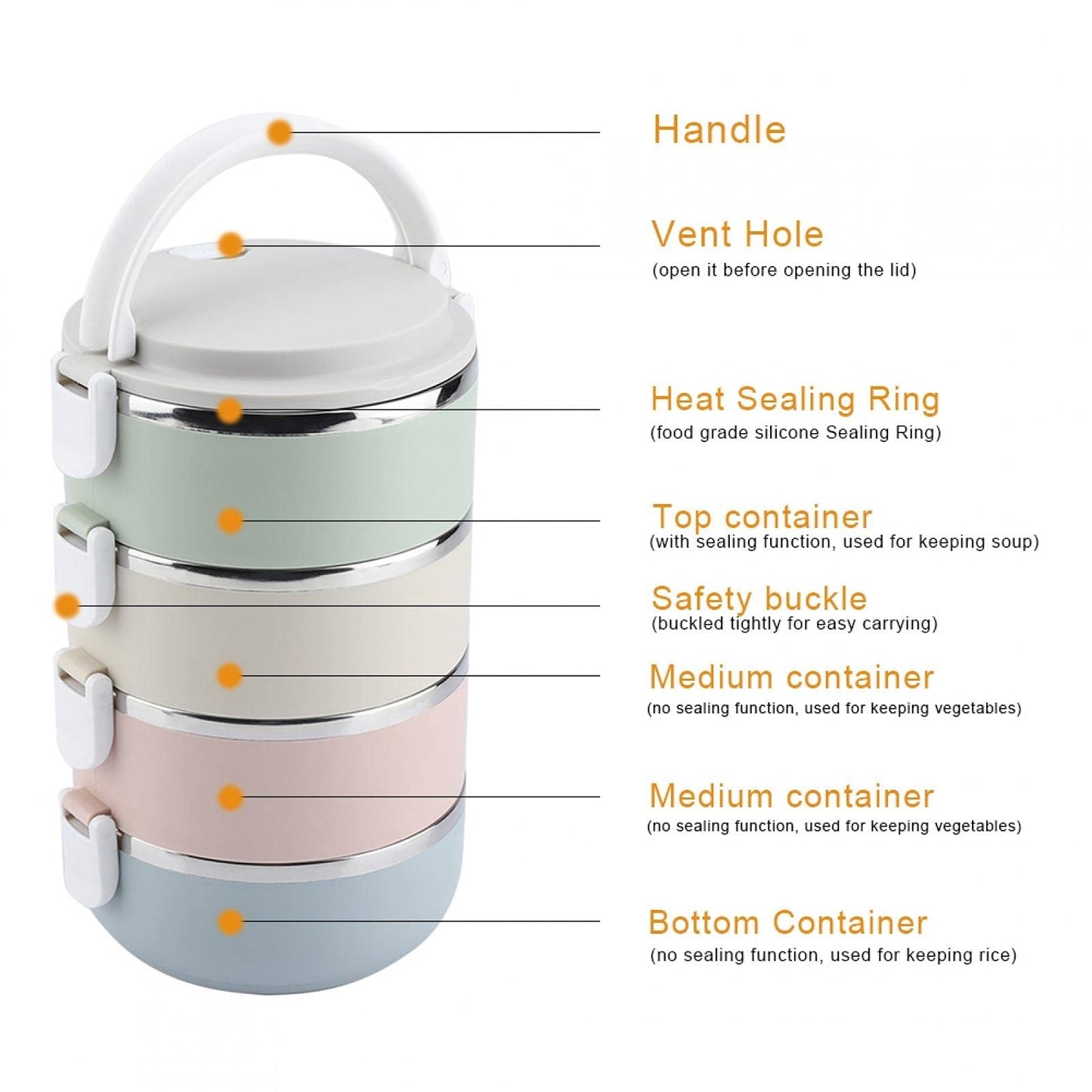 Tyenaza Thermo Container Insulated Container, stainless steel thermo lunchbox Thermal Insulated, Thermal Compartment Lunch Box, Portable Bento Box, Storage Container for hot food, meals, soup (#4)