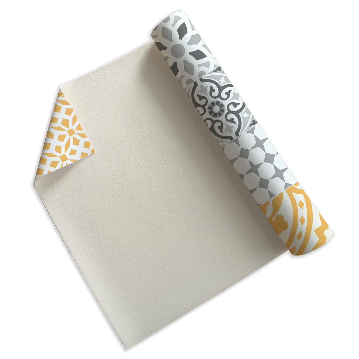 Viniliko Design Vinyl Rug, Yellow, 66 x 250 cm, non-slip, waterproof, washable, Various sizes, for living room, kitchen