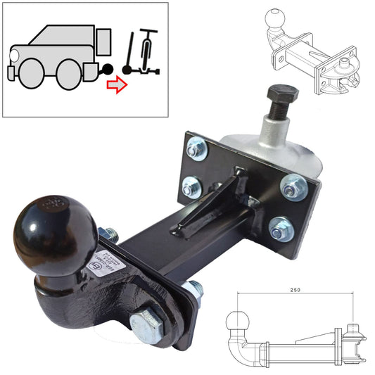 XIMPLIO Universal hook extension for bike carriers including plug-in coupling for any type of trailer hitch (with screw plug-in coupling, 250mm)