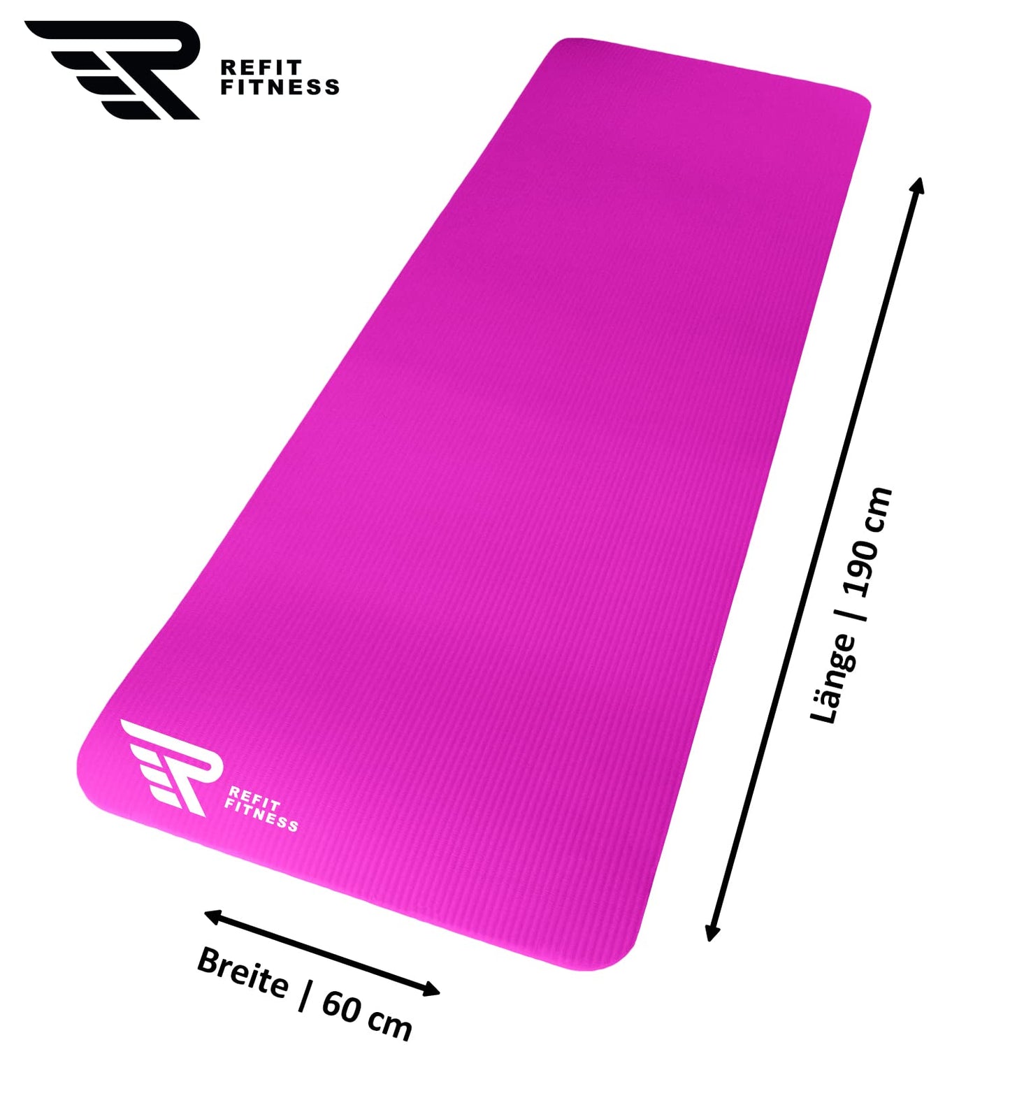 REFIT FITNESS Sport Mat Comfort-Max 190 x 60 x 1.5 cm Hot Pink Rose PainProtect SmartCell NBR Yoga Mat Non-Slip Carry Strap Exercise Mat for Sport Yoga Pilates Gymnastics