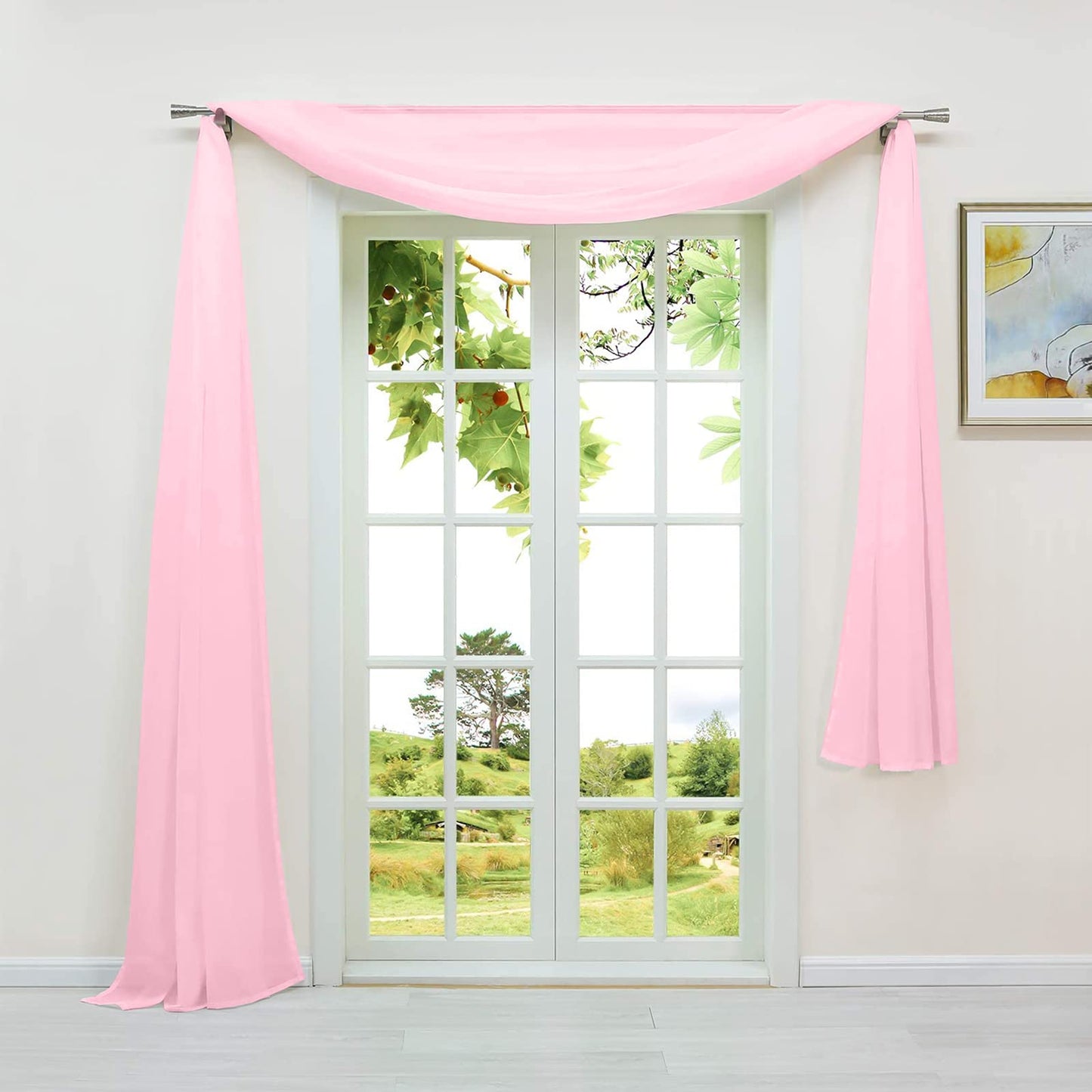 JTOOYS cross curtain swag, curtain panel for cross curtain rod curtain wedding decoration panel 130 * 550 cm (Pink)