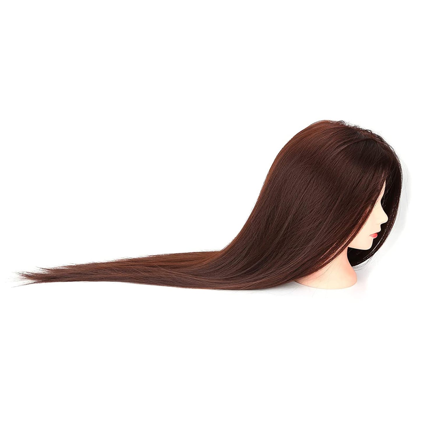 Youyijia Practice Head Training Heads 24" Mannequin Head Hair With Holder Training Head Hairstyling doll head Mannequin Head Holder (brown)
